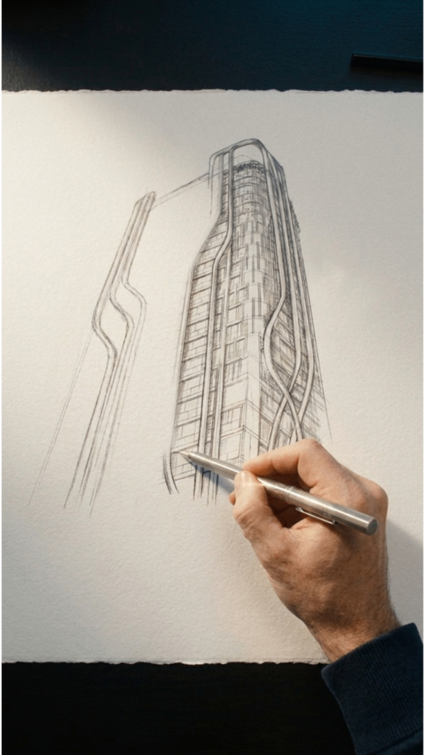 Architectural sketch of the tower